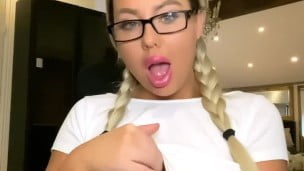 Hot secretary with huge tits gives you Swedish JOI